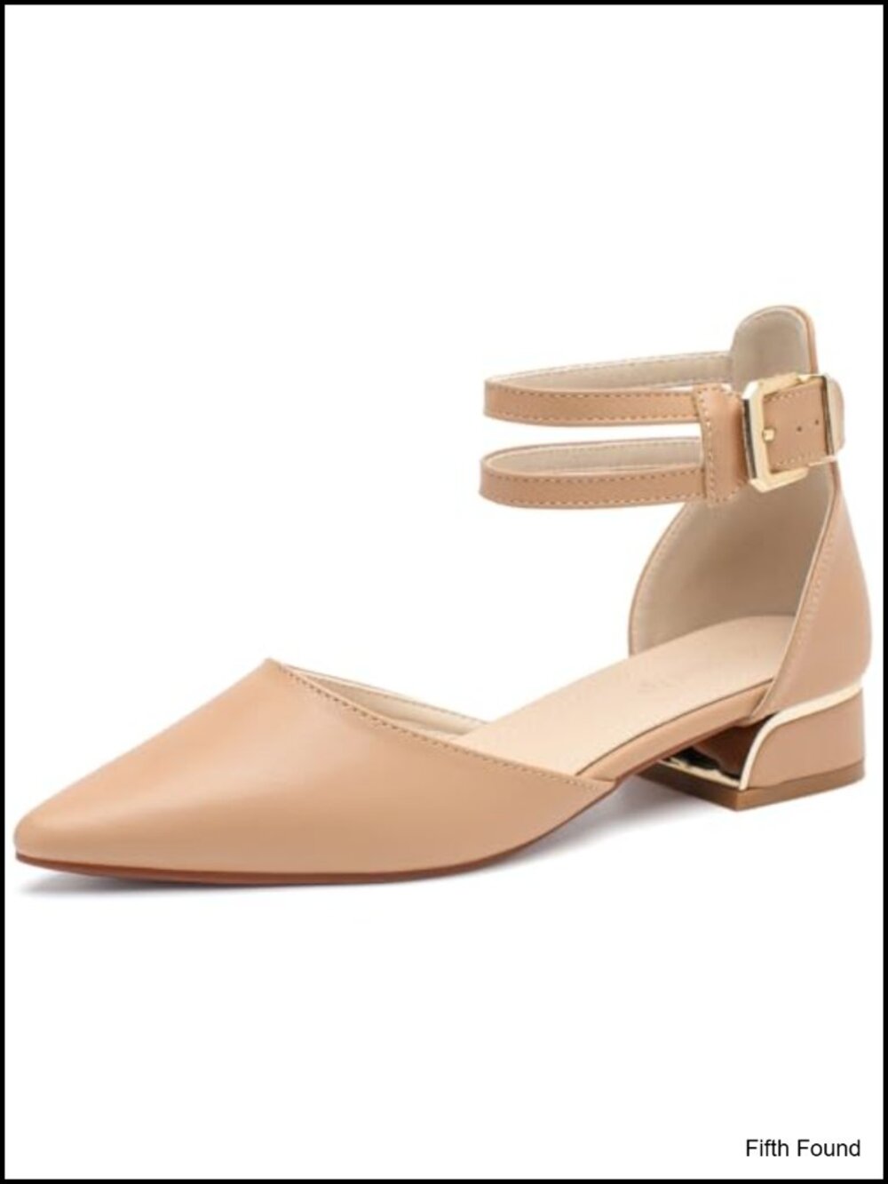 Low Heel Pumps Closed Pointed Toe Comfort Flats Ankle Strap Dress Shoes